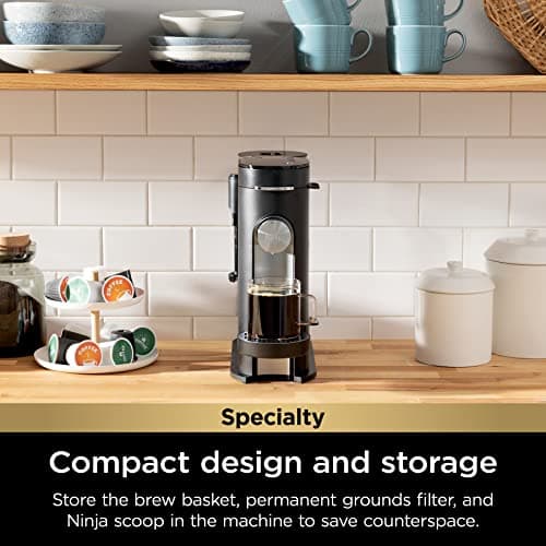 Ninja | Coffee Maker | Single Serve |Brew with Coffee Pods & Grounds| Compatible with K-Cup Coffee Pods | 4 Brew Styles, up to 24oz Cup Sizes & 56oz Removable Reservoir | Black | PB051