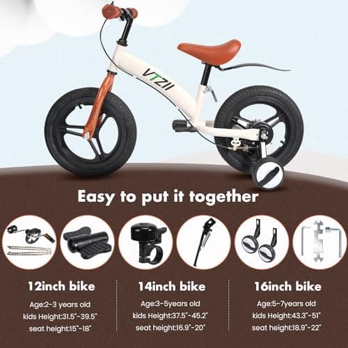 Balance Bike 2 in 1 with Pedals Brake Training Wheels Kickstand Pneumatic tyre,for Kids 2-7 Years Old,Kids Bike 12 14 16 inch