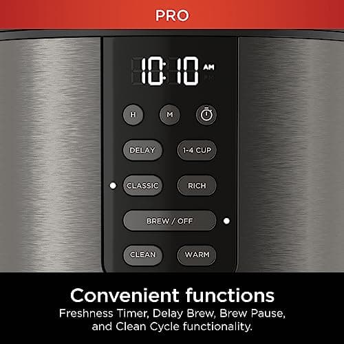 Ninja Programmable XL 14-Cup Coffee Maker PRO, 14-Cup Glass Carafe, Freshness Timer, with Permanent Filter, Black Stainless Steel, DCM201BK