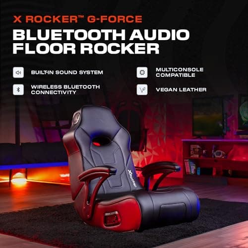 X Rocker Video Gaming Floor Rocker Chair, Built-in Audio, College Dorm Essentials for Guys and Girls, Gamers, Bedroom, Dorm Room Essentials, Foldable