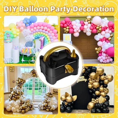 Bezente Balloon Pump Electric, Portable Balloon Inflator Pump Electric Air Pump for Balloons Dual Nozzle Electric Balloon Pump for Birthday Wedding Graduation Party Decorations