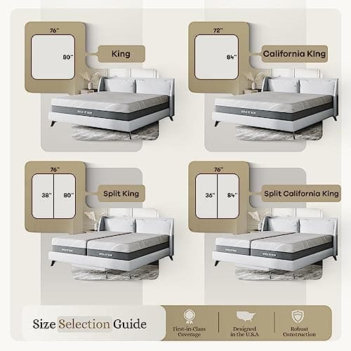 Sven & Son Luxury Hybrid Spring Mattress, Premium Materials, CertiPUR-US, Made in The USA, 14 inch Medium Soft - Split California King