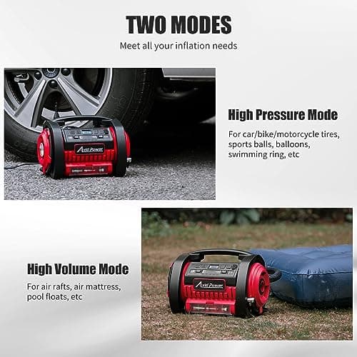 AVID POWER Tire Inflator Portable Air Compressor, 12V DC 110V AC Car Tire Pump, Air Mattress Pump with Inflation and Deflation Modes, Dual Powerful Motors, Digital Pressure Gauge