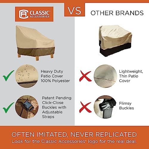 Classic Accessories 55-882-011501-RT Veranda Patio V-Shaped Sectional Sofa Cover, Large, Pebble/Bark/Earth, Patio Furniture Covers