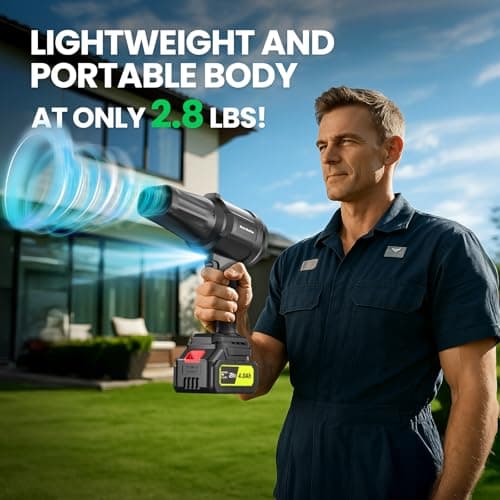 Electric-Cordless-Leaf-Blower - 400000RPM Handheld Leaf Blower - 2 X 4.0Ah Batteries and Charger Included, Lightweight Leaf Blowers for Patio Cleaning Black