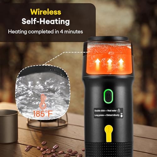 𝟯 𝗶𝗻 𝟭 Portable Coffee Maker for Travel, 20 Bar Portable Espresso Machine with USB,Travel Coffee Maker Self-Heating, Compatible with Ground Coffee & Capsule for Hiking,Office,RV（Upgrade）