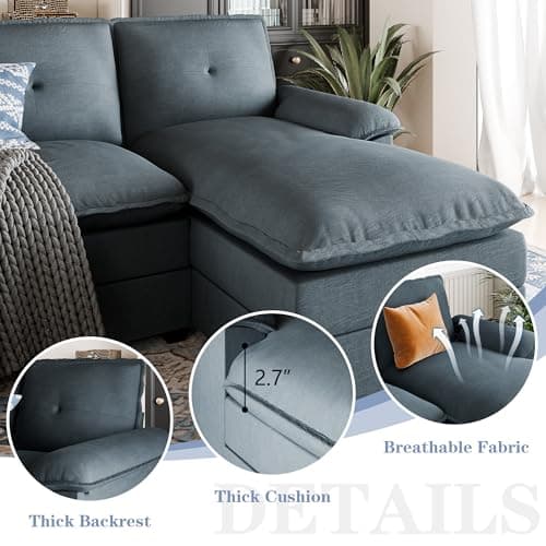 U Shaped Sectional Couch for Living Room,110" 4-Seater Comfy Couch with Double Chaise,Deep Seat Modular Sofa Couches with Thick Cushion & Soft Backrest,Dark Gray
