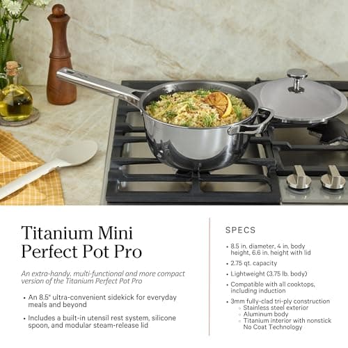 Our Place Titanium Pro Cookware Set (4-Piece) – Always Pan & Perfect Pot | Nonstick No-Coat Technology | Tri-Ply Titanium & Stainless Steel | Safe for Oven, Induction & Cooktops up to 1000°F | Chrome