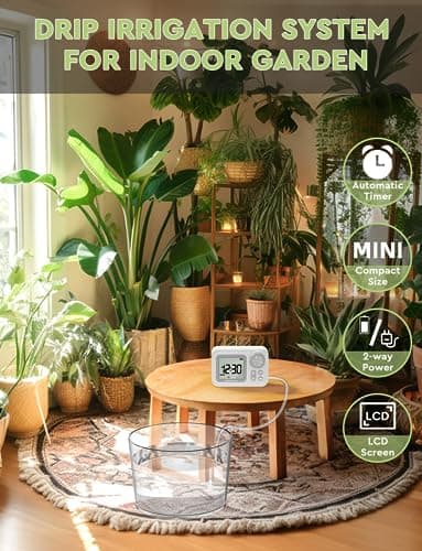 [2025 Upgraded] Automatic Drip Irrigation Kit, 15 Potted Indoor Houseplants Support, Indoor Automatic Watering System for Plants, with Digital Programmable Water Timer