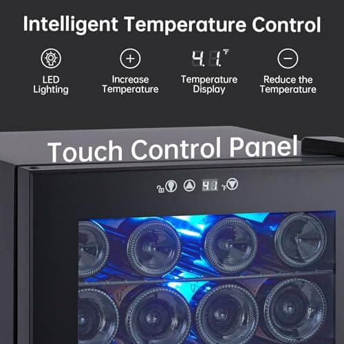 Garvee Wine Fridge 24 Bottle, Wine Cooler Refrigerator with 40~61°F Digital Temperature Control, Freestanding Wine Cellar for Red White Wine, Champagne, Beer with Blue Interior Light (24 Bottles)