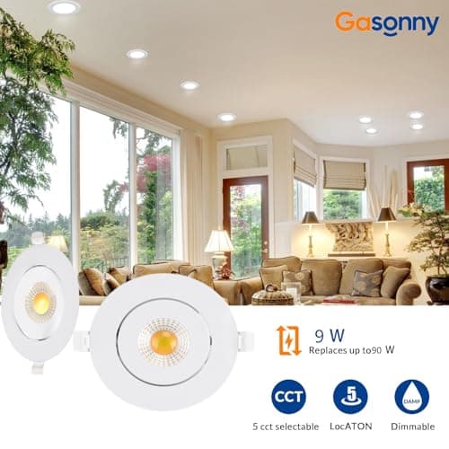 16 Pack Led Recessed Light 4 Inch,Adjustable Eyeball Gimbal, LED Recessed Lighting with Junction Box 9 Watts 750Lm Dimmable Ceiling Light ETL Listed (2700K/3000K/3500K/4000K/5000K Option)