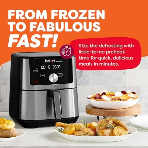 Instant Pot Vortex Plus 4QT Air Fryer, Custom Program Options, 6-in-1 Functions Crisps, Broils, Roasts, Dehydrates, Bakes, Reheats, 100+ In-App Recipes, from the Makers of Instant Pot, Stainless Steel