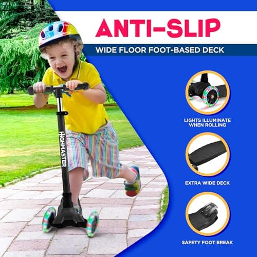 Kids Scooter – 3 Wheel Kick Scooter for Children and Toddlers – Adjustable Handlebar with LED Wheel Lights – Indoor and Outdoor Fun