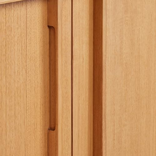 Signature Hardware 955208-48-RUMB Sybill 48" Freestanding Teak Single Basin Vanity Set with Cabinet, Vanity Top, and Rectangular Porcelain Sink - No Faucet Holes - Natural Teak/Arctic White