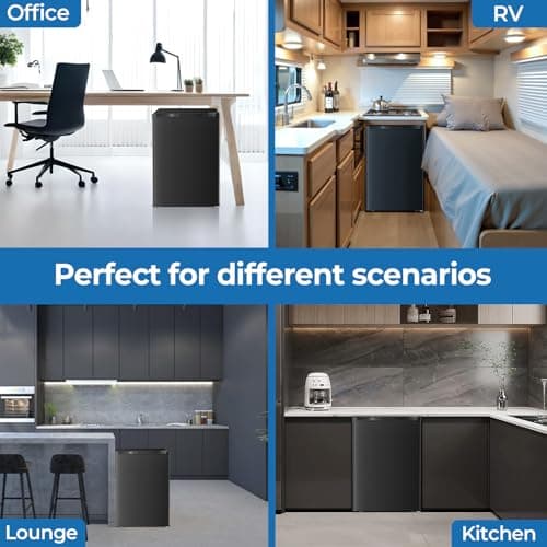 Compact Refrigerator 2.56 Cu.ft Mini Fridge with Freezer, Single Door Refrigerator with Adjustable Temperature Settings, Low noise, for Bedroom, Office, Dorm, Black