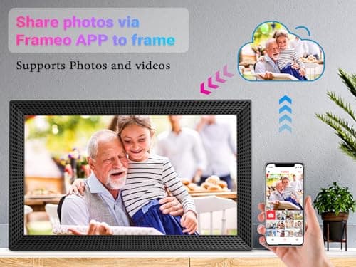 15.6" WiFi Digital Picture Frame, 32 GB Memory, Auto-Rotate, 1920x1080 HD IPS Touchscreen Large Digital Photo Frame, Share Moments Instantly via Frameo APP, Gift for Family and Friends (Black)