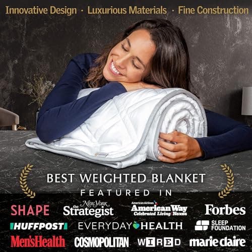 Cooling Weighted Blanket, 15 lbs, Twin Size for Adults, Luxury Heavy Blanket, Silky Soft Bamboo Viscose, 48x72 inches, Machine Washable, White