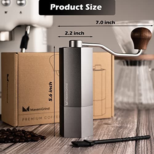Coffee Bean Grinder - Manual Coffee Hand Grinder For Espresso, Frenchpress, Machine Coffee - Portable Stainless Steel Burr Grinder With Adjustable Coarseness Knob