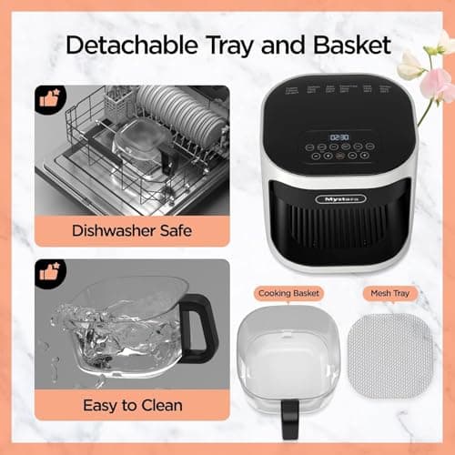 Glass Air Fryer, Digital control panel, 4.5QT Glass Bowl, Hot Air Circulation Technology, Precise Temperature Control, Dishwasher Safe, Transparent and Easy-to-clean Containers(White)