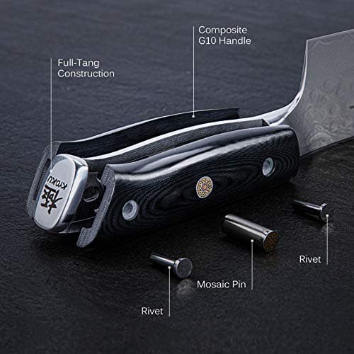 KYOKU Chef Knife - 8"- Shogun Series Japanese VG10 Steel Core Hammered Damascus Blade Kitchen Knife - with Sheath & Case