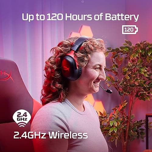 HyperX Cloud III Wireless – Gaming Headset for PC, PS5, PS4, up to 120-hour Battery, 2.4GHz Wireless, DTS Spatial Audio, 53mm Angled Drivers, Memory Foam, Durable Frame, 10mm Microphone, Black