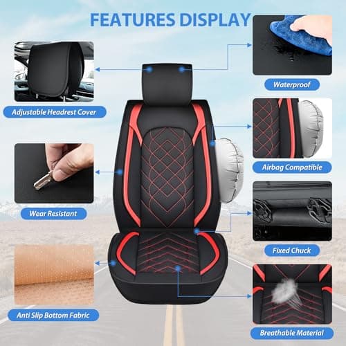 Nilight Car Seat Covers Custom Fit 2009-2024 F150 and 2017-2024 F250 F350 F450 Waterproof Wear-Resistant Leather Anti Slip Cushion Set (2PCS Front Seats Cover)