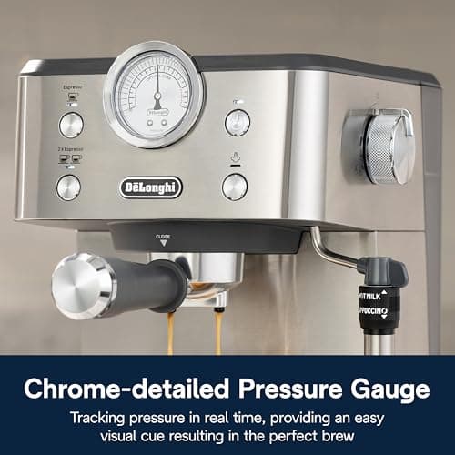 De’Longhi Linea Classic Espresso Machine with Milk Frother, 15-Bar Pump & Temperature Control - Barista Coffee Maker Kit for Espresso, Latte, Cappuccino & Iced Coffee - Italian Stainless Steel Design
