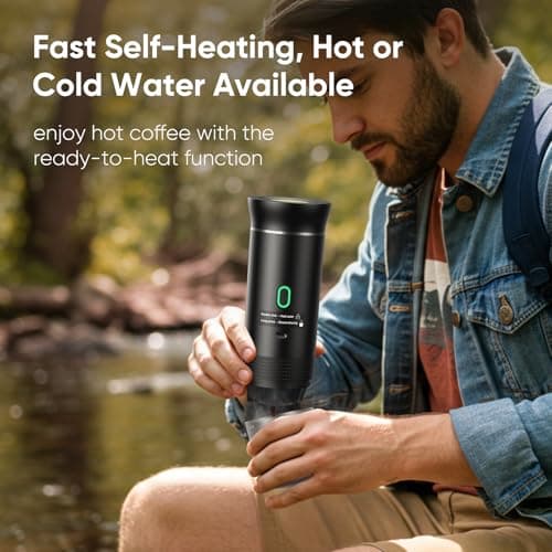 Portable Espresso maker, Travel Coffee Machine for Camping, Car Self-Heating Coffee Maker with USB-C,Compatible With Ground Coffee & NS Capsules, Portable Espresso Machine for RV, Hiking, Home