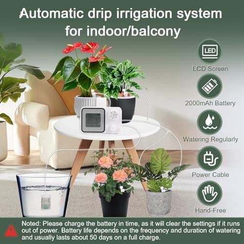 [2025 Upgraded] Automatic Watering System for 15 Potted Plants, Plant Watering Devices, Drip Irrigation System, Automatic Plant Waterer Indoor with Digital Programmable Water Timer