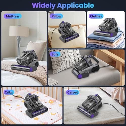 Mattress Vacuum Cleaner, 16Kpa Bed Vacuum Cleaner with 253.7nm UV-C Light, 145°F Heat, HEPA Filter & Ultrasonic, Versatile Handheld Vacuums for Bed, Sofa, Couch, Crib(Corded, 600W)
