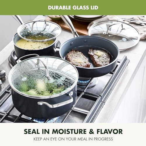GreenPan 17 Piece Nonstick Swift Cookware Set, Ceramic PFAS-Free Pots & Pans with Lids, Dishwasher & Oven/Broiler Safe to 600F, Kitchen Cooking Set, Sauce, Saute, Stock, Griddle, Frying Pans, Gray