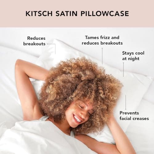 Kitsch Satin Pillowcase with Zipper for Hair & Skin, Softer Than Silk Pillow Cases Queen Size Set of 2, Wrinkle-Free, Smooth and Cooling Satin Pillow Covers, Standard Size 19"x26" - Ivory, 2pcs