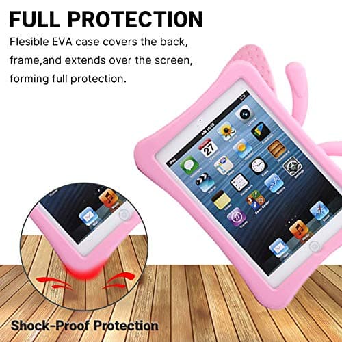 iPad 7 8 10.2 9 3D Cute Butterfly Case for Kids Light Weight EVA Stand Shockproof Rugged Heavy Duty Kids Friendly iPad Cover for Girls iPad 10.2 iPad 7th 8th 9th (Pink)