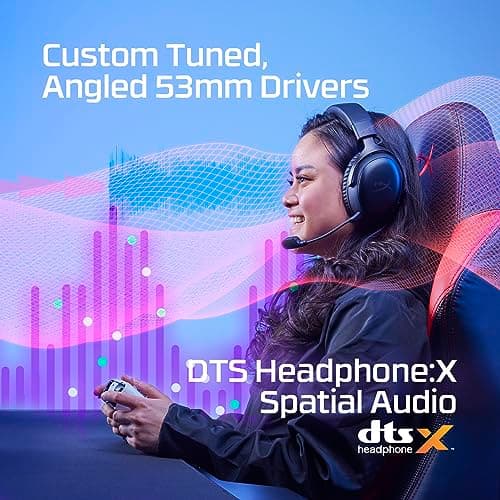 HyperX Cloud III Wireless – Gaming Headset for PC, PS5, PS4, up to 120-hour Battery, 2.4GHz Wireless, DTS Spatial Audio, 53mm Angled Drivers, Memory Foam, Durable Frame, 10mm Microphone, Black