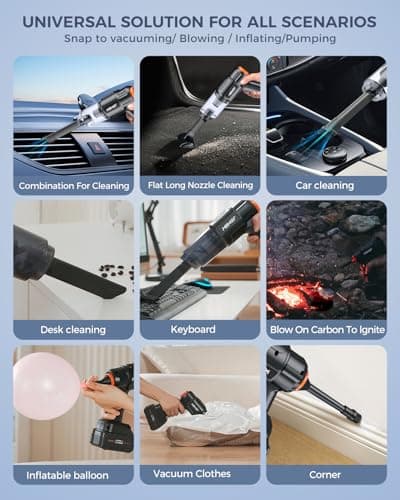 Car Vacuum Portable Cordless, 35000PA High Power Suction & Blower, Wireless Handheld Vacuum Cleaner for Car, Home, Office, Pet(Ink Black)
