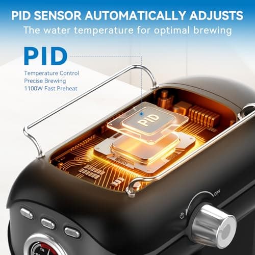 Espresso Machine, 20 BAR Pump Temperature Control, Compact Espresso Maker with Steam Milk Frother, Professional Coffee Makers for Home, Cappuccino, Latte, Gifts for Coffee Lover, Black