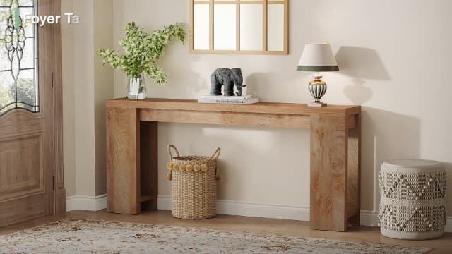 Tribesigns 70.9-Inch Extra Long Console Table, Farmhouse Wood Sofa Table Behind Couch, Narrow Entryway Accent Table for Living Room, Hallway, Entrance, Foyer, Light Oak Brown