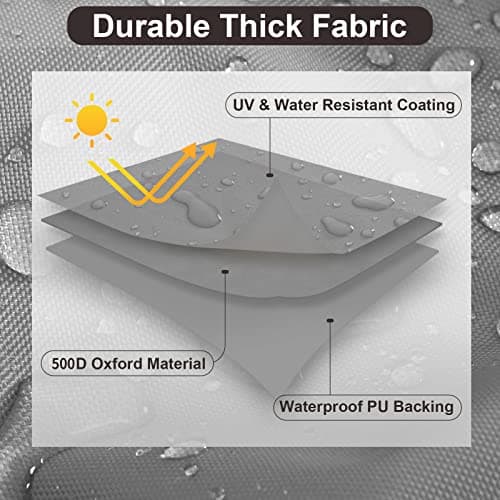 PureFit Outdoor Couch Cover Waterproof Patio Sofa Furniture Covers, 3-Seater Outdoor Cover with Air Vent and Handles, 85W x 35D x 35H Inches, Gray