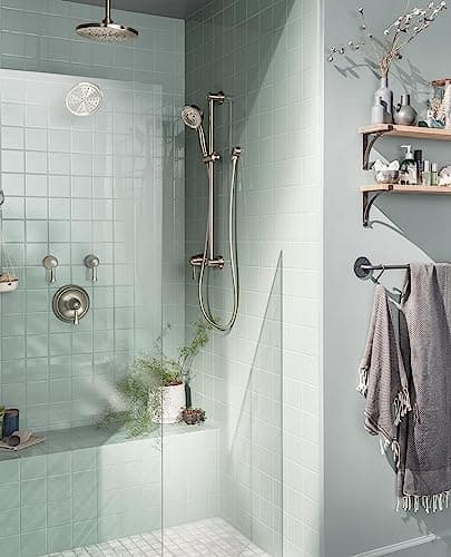 Moen Waterhill Brushed Nickel 10-Inch Wide Single Function Rain Showerhead with Immersion Rainshower Technology, S112BN