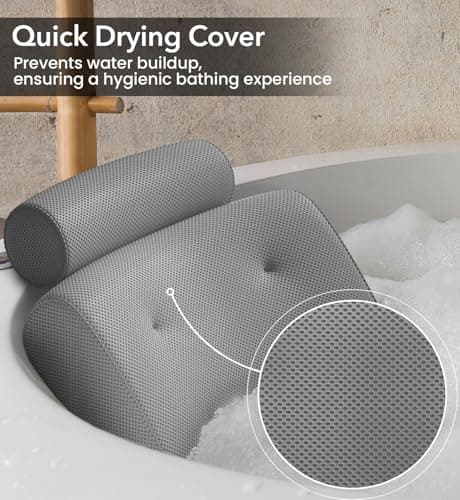 Everlasting Comfort Luxury Bath Pillow - Head, Neck, Back Soft Cushion for Bathtub, Spa & Relaxation