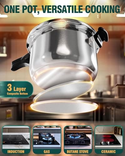 WantJoin Pressure Cooker, 12 Quart Stainless Steel Pressure Canner, Induction Compatible Cookware with Spring Valve Safeguard Devices,Compatible with Gas & Induction Cooker