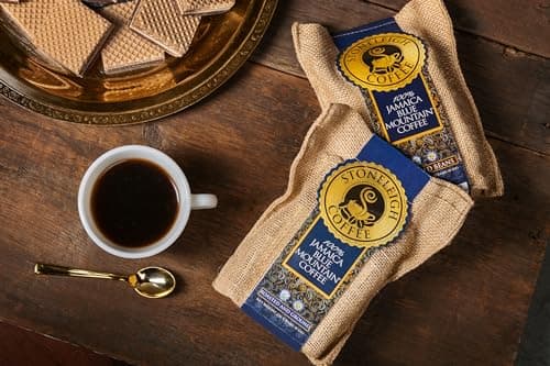 Stoneleigh Coffee – Premium 100 Grade A Jamaica Blue Mountain Coffee Roasted Beans– Genuine Jamaican Product - Traditional Jamaican Crocus (Burlap) Bag Packed Ideal for Gifting, 16oz