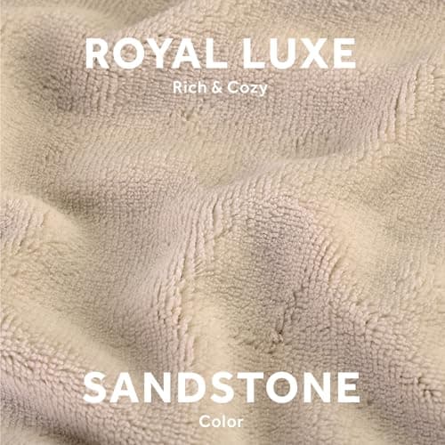 Sunbeam Electric Royal Luxe Microplush Heated Blanket 12 Heat Settings, 12-Hour Selectable Auto Shut-Off, Fast Heating, Warm and Cozy, Sandstone Color, Queen, 90" x 84"