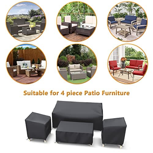 STARTWO Outdoor Patio Furniture Cover Waterproof 4-Piece Set for Chairs 32in, Loveseat 56in, Coffee Table 45in, Heavy Duty 500D, Black