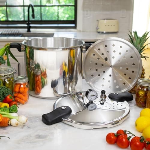 Barton 22-Quart Pressure Canner Pressure Cooker Pressure Gauge with Rack, Induction Compatible, Steam Canner Polished 22 QT Stovetop Pot