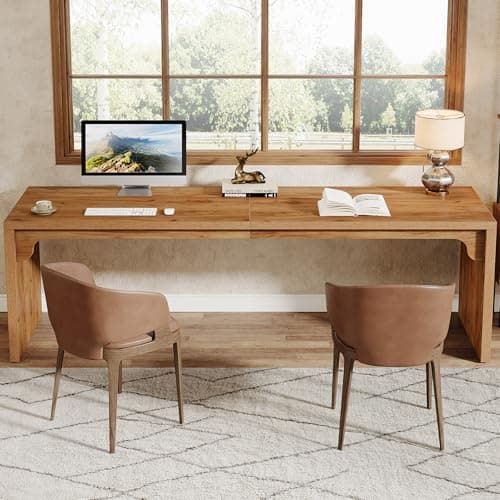 Tribesigns 78.7 Inches Long Computer Desk, Wooden Extra Long Desk, 2 Person Large Writing Table for Home Office, Brown