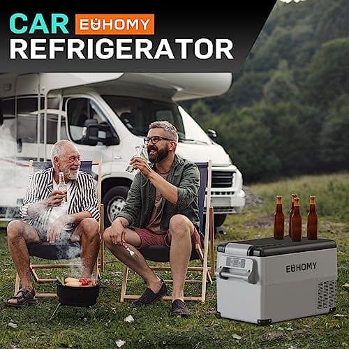 EUHOMY 12 Volt Refrigerator, 38QT(35L) Electric Cooler, 12V Fridge APP Control, 12V Cooler -4℉~68℉, Portable Freezer 12/24V DC 110-240V AC for Camping, Travel, Truck, Home