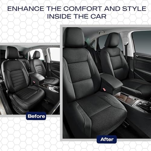 Skechers Memory Foam Leather Car Seat Covers, Air Cool Mesh Thick Seat Covers, Two Front car seat Protector, Airbag Compatible, Automotive Comfort Protection for Most Cars, Vans, Trucks, SUV (Black)