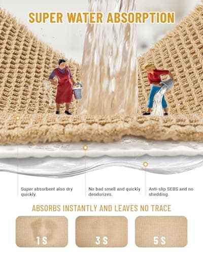 Large Waffle Bath Mat Set, Non Slip Bathroom Mat Set, Ultra Absorbent Bath Mats for Bathroom Decor, Extra Soft Floor Bathroom Rugs Sets 2 Piece, Washable Bath Rugs (20"×47" and 16"×24")
