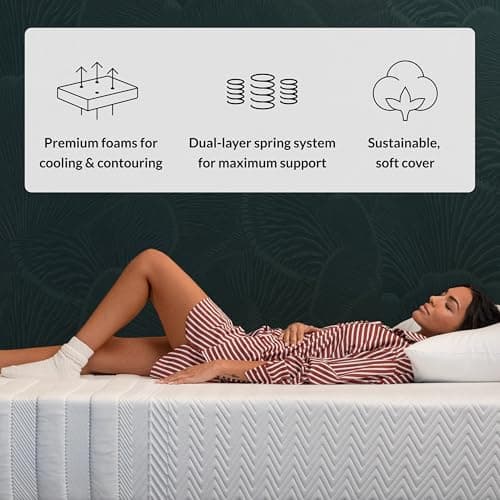 Leesa Legend Hybrid 12" Mattress, King Size Luxury Dual Hybrid/CertiPUR-US Certified/with Organic Cotton Mattress Cover / 100-Night Trial,White